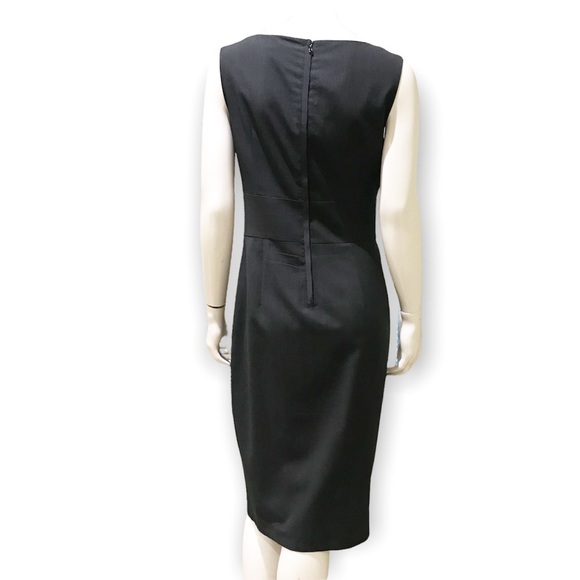 Magaschoni Dark Charcoal summer weight wool sleeveless cowl neck dress - size 8 - Picture 2 of 7